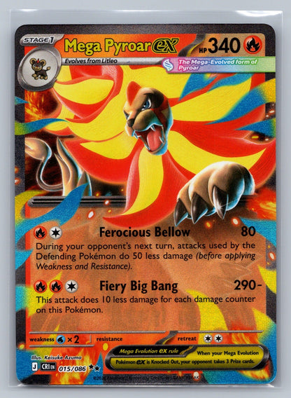 Mega Pyroar ex - Holo Double Rare 015/086 ME04: Chaos Rising NM