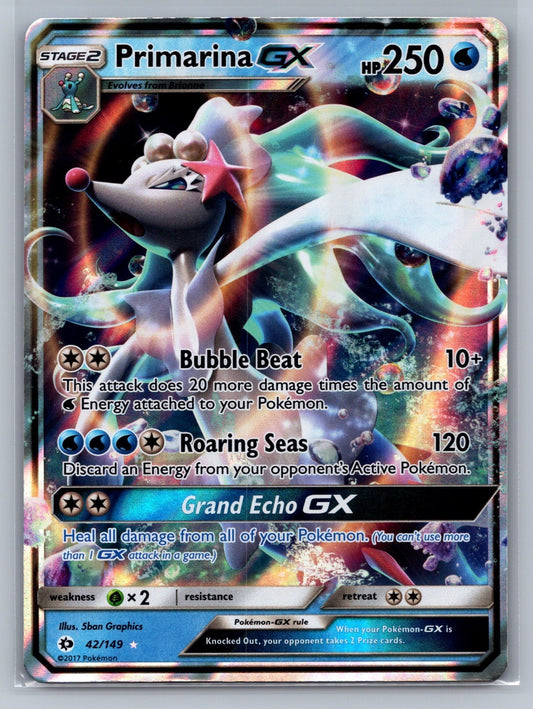 Primarina GX Holo Ultra Rare 42/149 SM Base Set NM