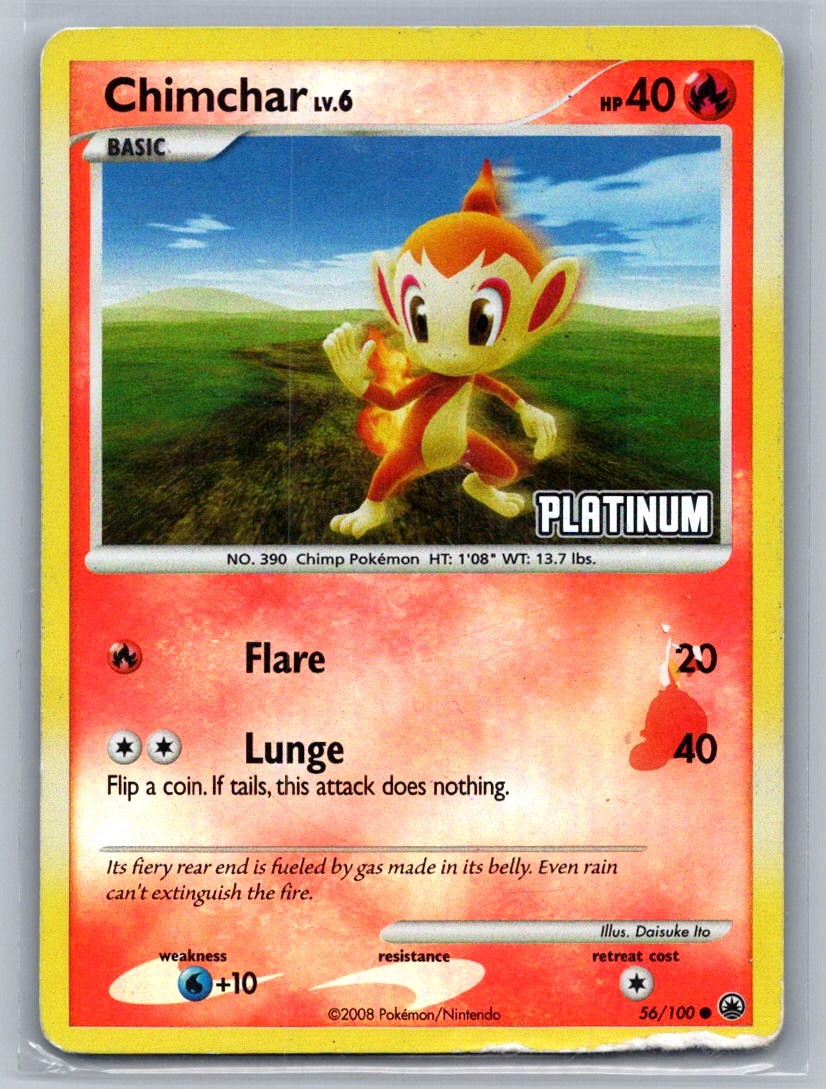Chimchar - 56/100 [Platinum] Reverse Holo Promo 056/100 Burger King Promos HP