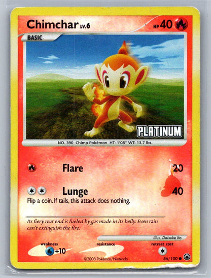 Chimchar - 56/100 [Platinum] Reverse Holo Promo 056/100 Burger King Promos HP