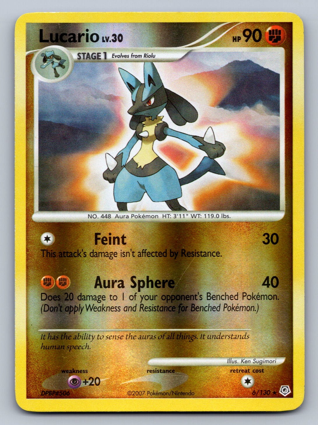 Lucario Reverse Holo Holo Rare 6/130 Diamond and Pearl NM