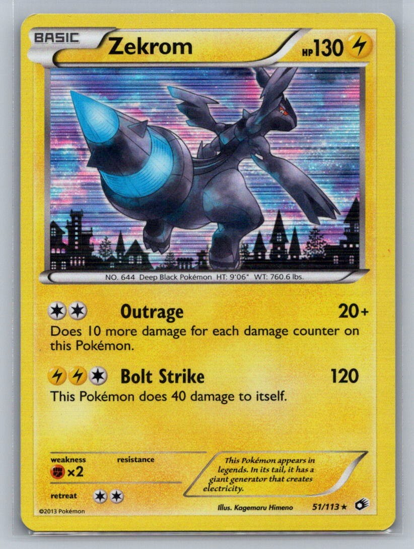 Zekrom Holo Holo Rare 51/113 Legendary Treasures MP