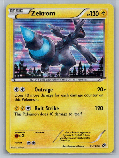 Zekrom Holo Holo Rare 51/113 Legendary Treasures MP