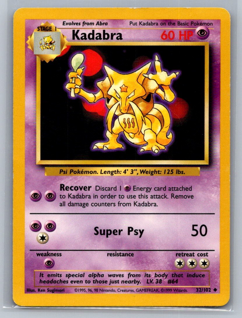 Kadabra Uncommon 032/102 Base Set LP