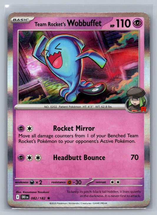 Team Rocket's Wobbuffet Holo Rare 082/182 SV10: Destined Rivals NM