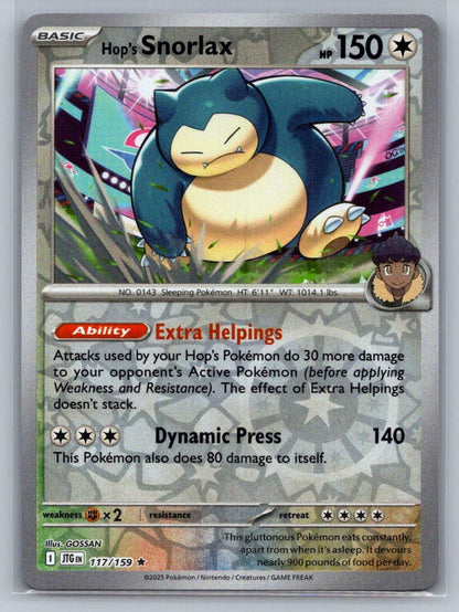 Hop's Snorlax Holo Rare 117/159 SV09: Journey Together NM