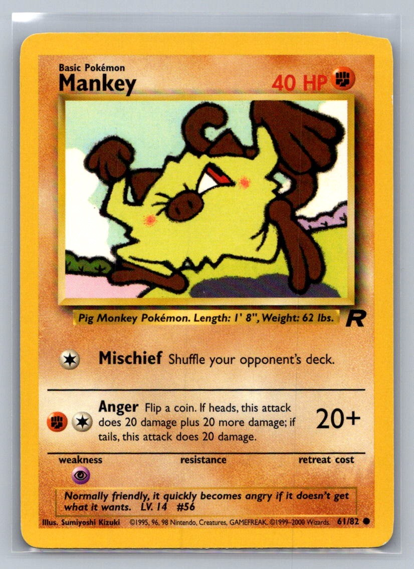 Mankey Unlimited Common 61/82 Team Rocket LP