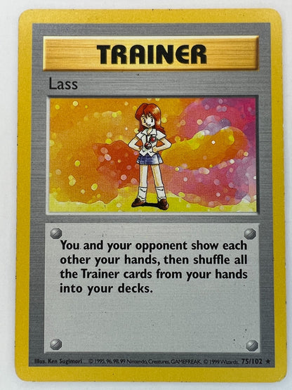 SHADOWLESS Lass - 075/102 Pokemon Base Set - Vintage Rare LP